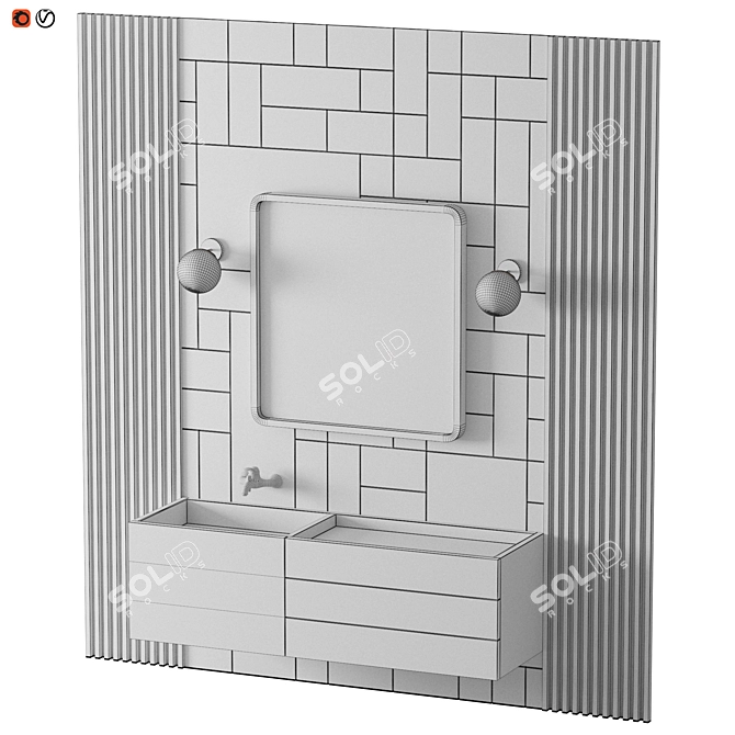 Modern Blue Bathroom Set 3D model image 2