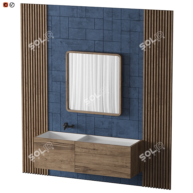 Modern Blue Bathroom Set 3D model image 3