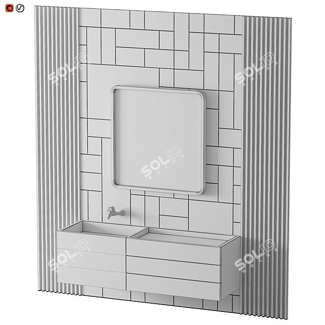 Modern Blue Bathroom Set 3D model image 4