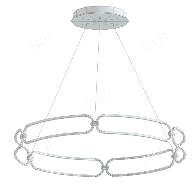 Sleek LED Wagon Wheel Chandelier 3D model image 2