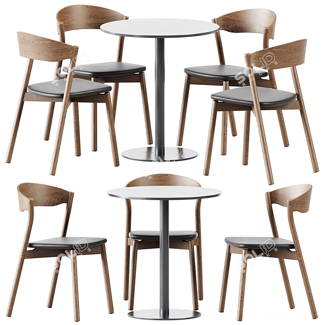 Modern Oak Dining Set 3D model image 1