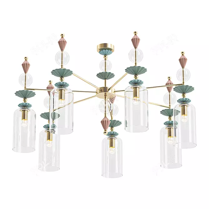 Iridescent Glass Candy Chandelier 3D model image 1