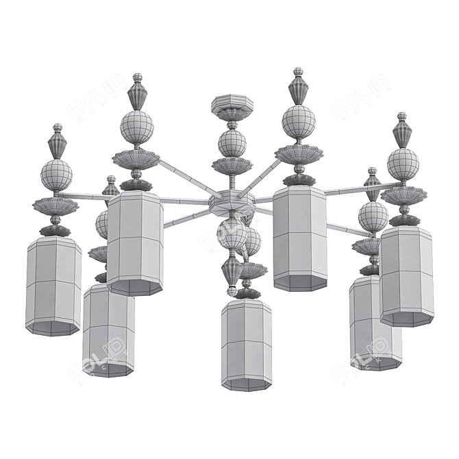 Iridescent Glass Candy Chandelier 3D model image 2
