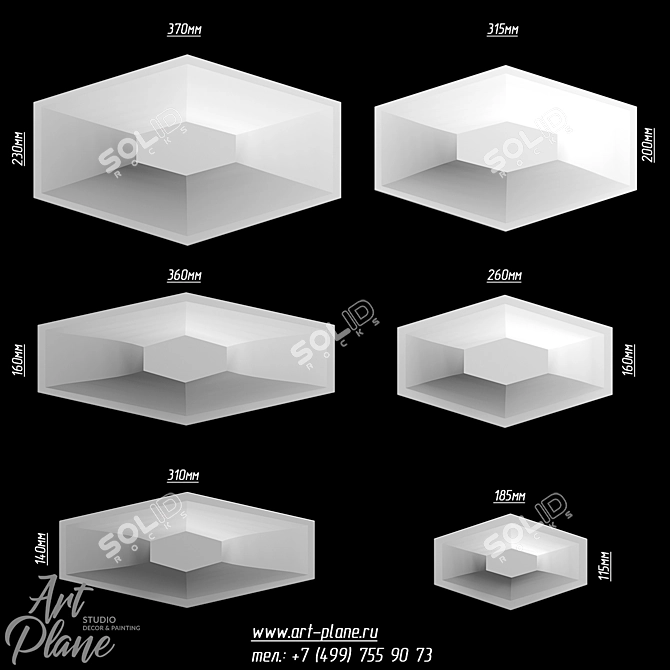 Cosmic 3D Meteorite Panels 3D model image 4