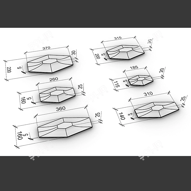 Cosmic 3D Meteorite Panels 3D model image 6