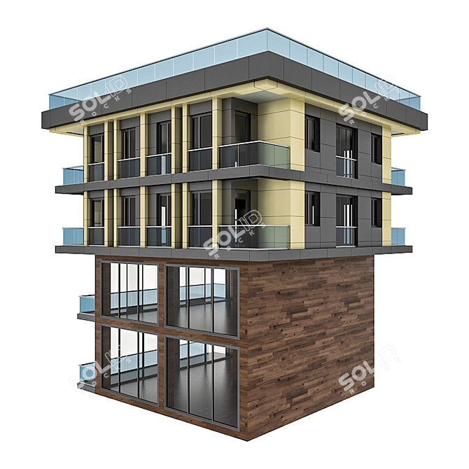 Title: Modern Detailed Building Model 3D model image 3