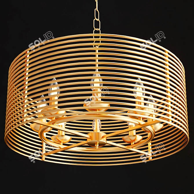 Elegant Gold Metal Pendant Light 3D model image 2