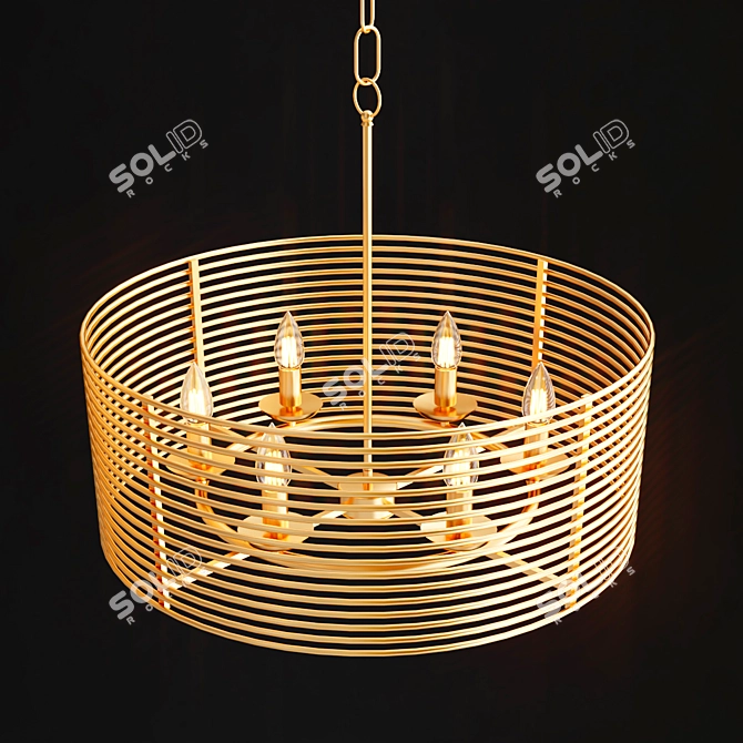 Elegant Gold Metal Pendant Light 3D model image 3