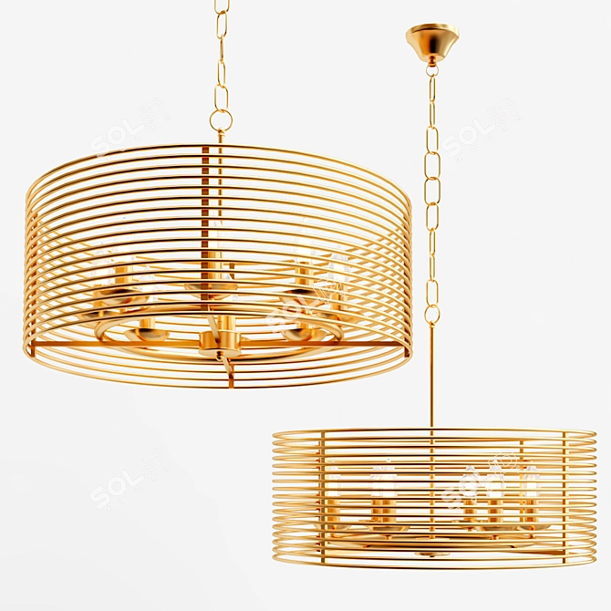 Elegant Gold Metal Pendant Light 3D model image 4