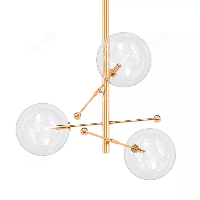 Sleek Brass Pendant Light 3D model image 1