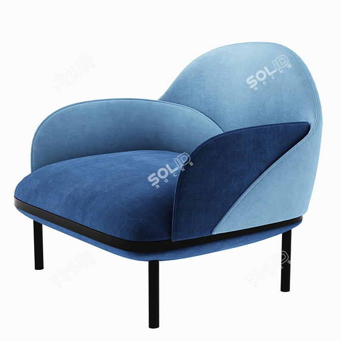 Elegant Velvet Single Sofa 3D model image 3