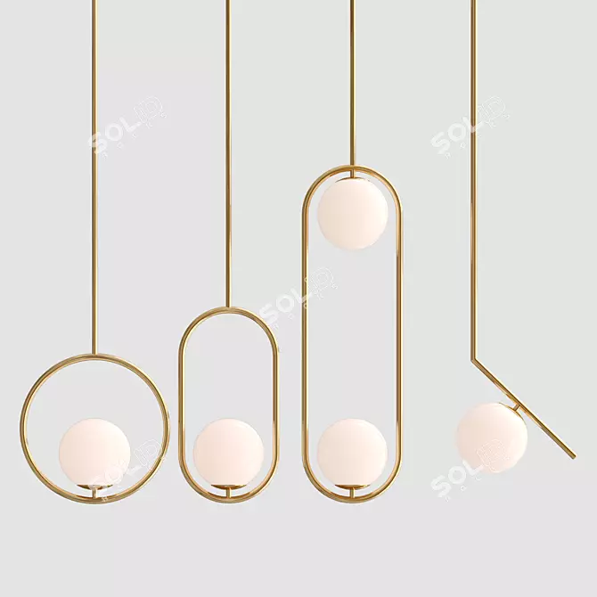 Sleek Hoop Pendant Lamp 3D model image 1