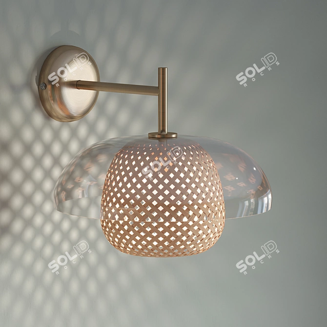 Stylish Metal and Glass Wall Lamp 3D model image 2