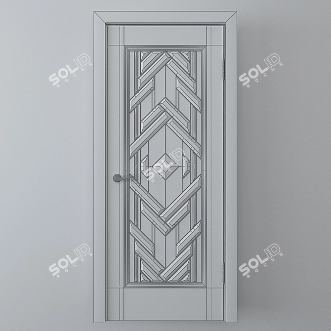 Elegant Stained Glass Door 3D model image 3