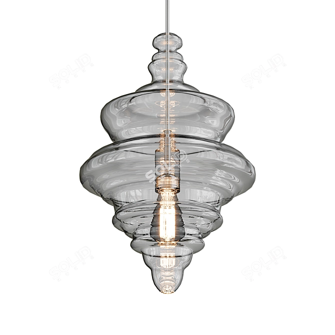 Elegant Glass Spool Pendant 3D model image 1