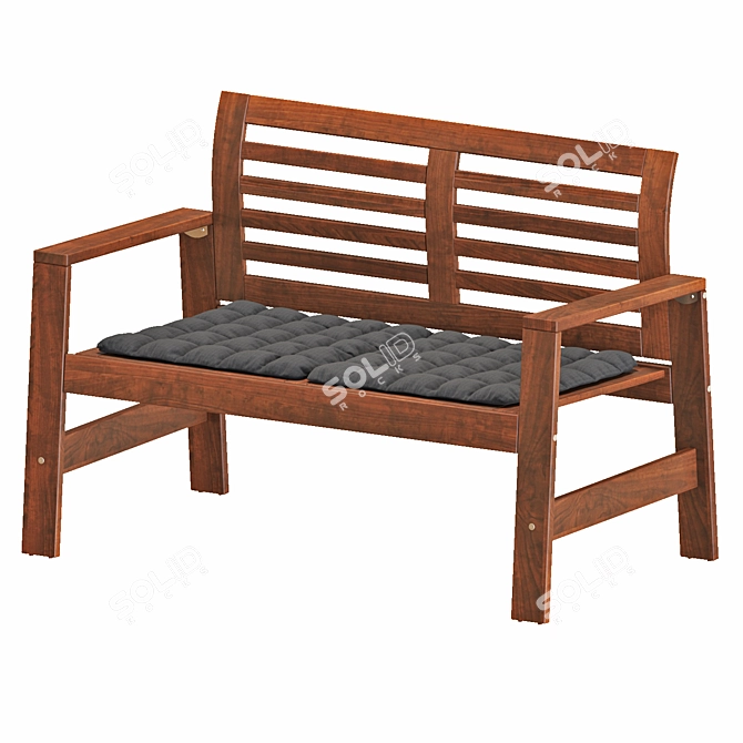 Outdoor Brown Stained Drop-Leaf Table and Chairs Set 3D model image 4