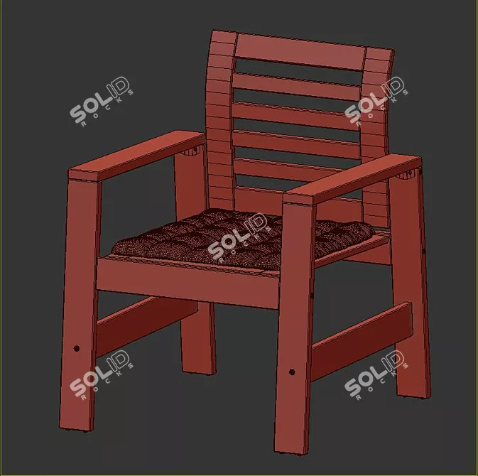 Outdoor Brown Stained Drop-Leaf Table and Chairs Set 3D model image 5