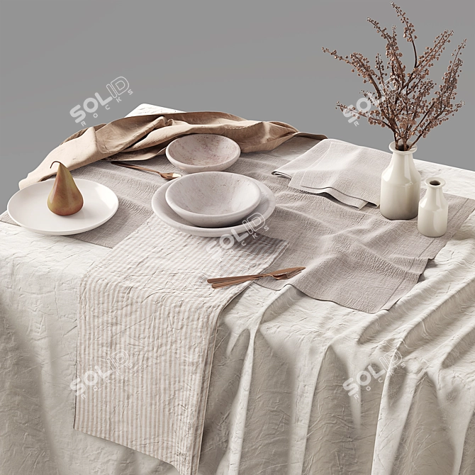 Elegant Table Linen Sets by Hale Mercantile 3D model image 1