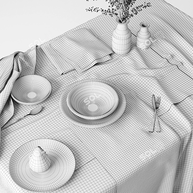 Elegant Table Linen Sets by Hale Mercantile 3D model image 6