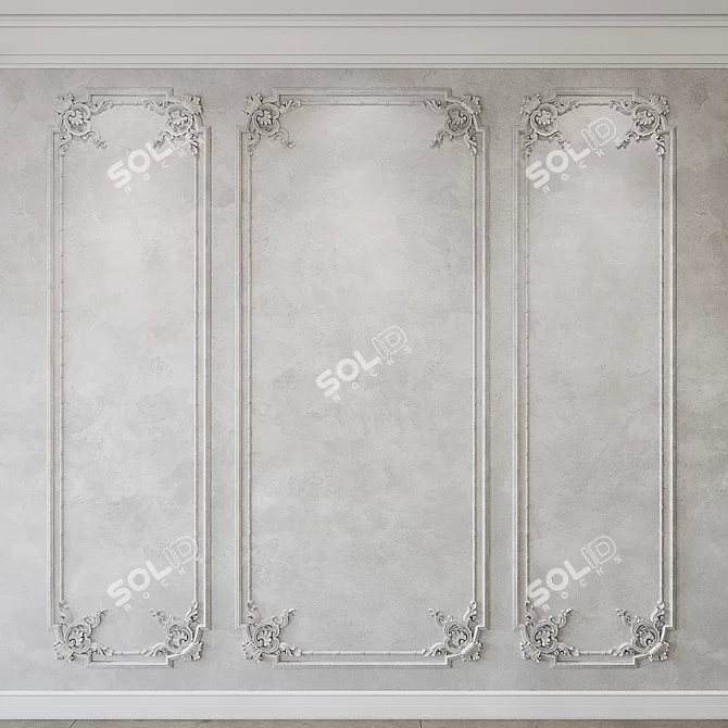 Elegant Wall Moulding for Classic Décor 3D model image 1