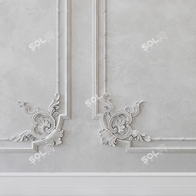 Elegant Wall Moulding for Classic Décor 3D model image 2