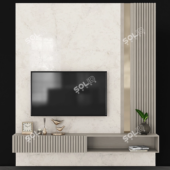 Modern TV Wall with 55" Screen 3D model image 1