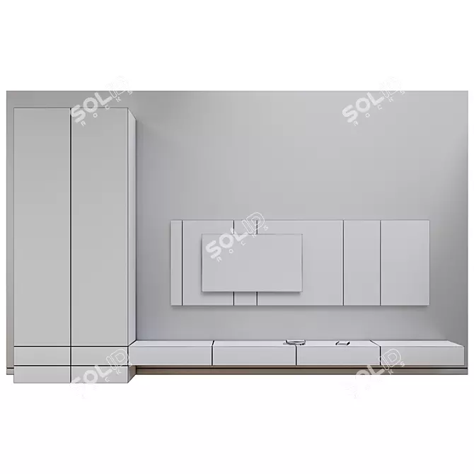 Sleek TV Wall Unit 3D model image 3