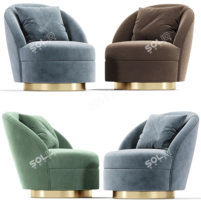 Axel Swivel Armchair: Stylish and Comfortable 3D model image 2