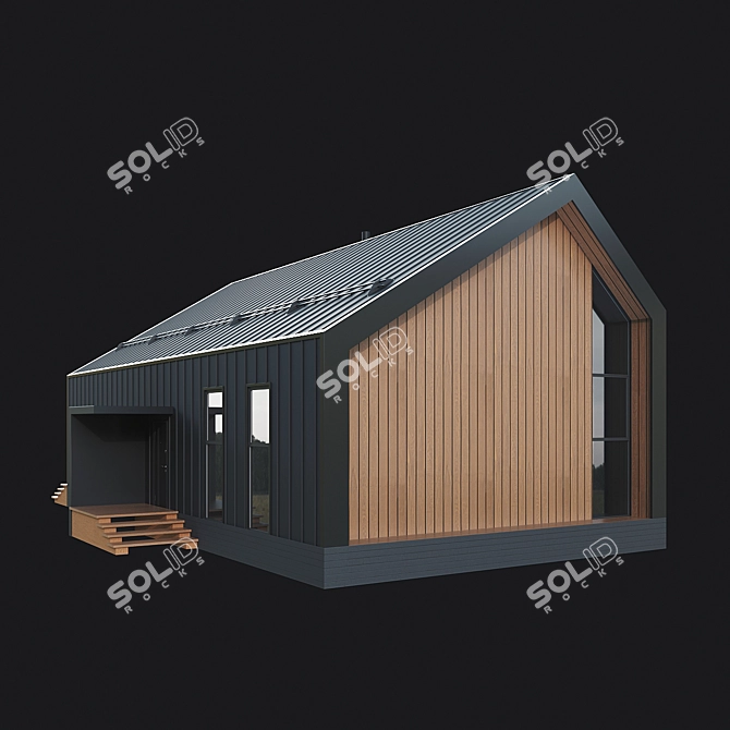 Stylish Wood BarnHouse with Panoramic Windows 3D model image 3