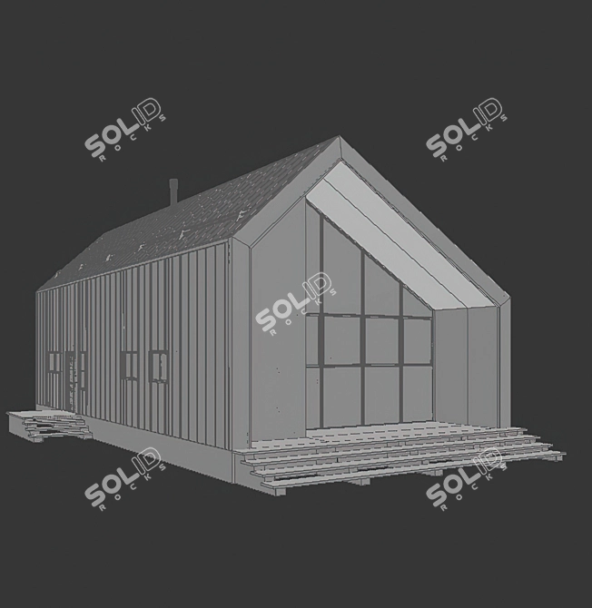 Stylish Wood BarnHouse with Panoramic Windows 3D model image 5