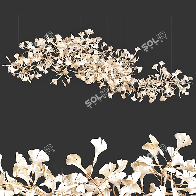 Gingko Chandelier: Elegant Nature-inspired Lighting 3D model image 1