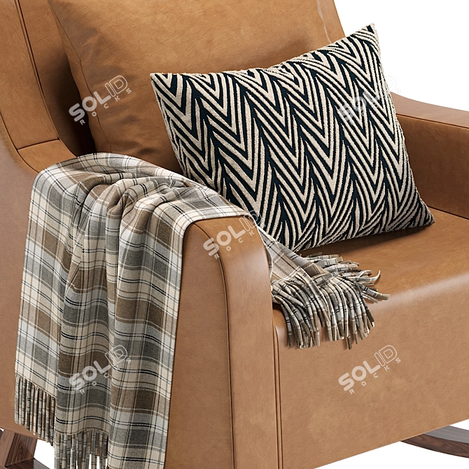 Modern Leather Rocking Armchair 3D model image 3