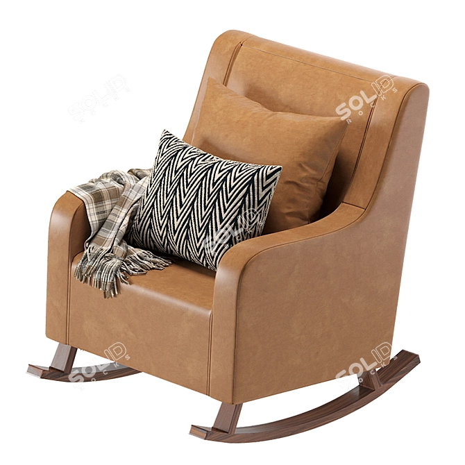 Modern Leather Rocking Armchair 3D model image 4