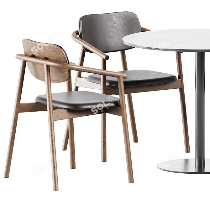 Elegant Sol D90 Table & Klara Armrest Chair 3D model image 2