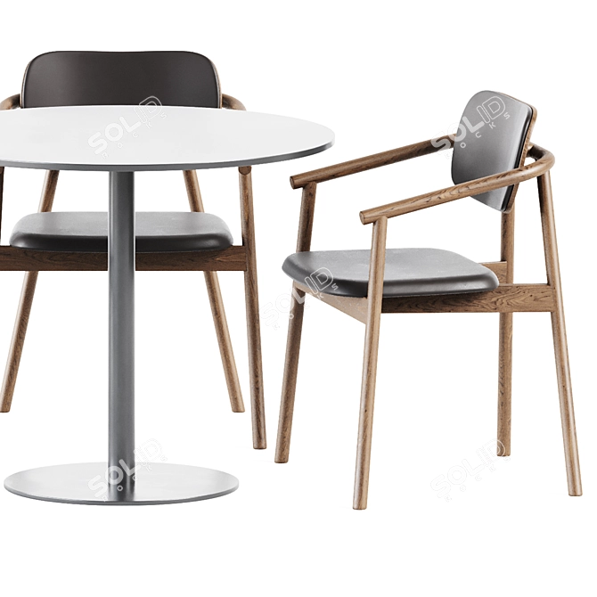 Elegant Sol D90 Table & Klara Armrest Chair 3D model image 5