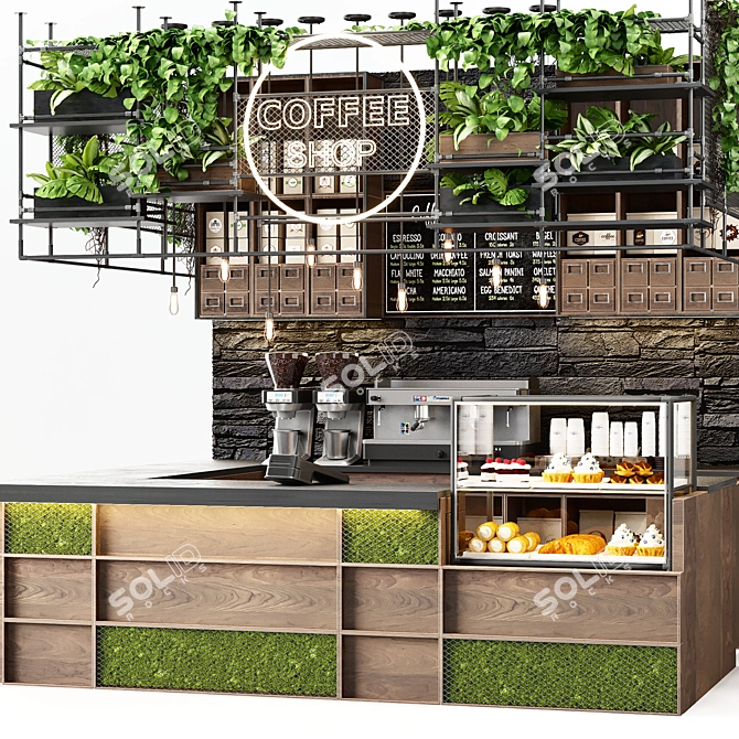 Cafe Oasis: Complete Coffee Bar 3D model image 3