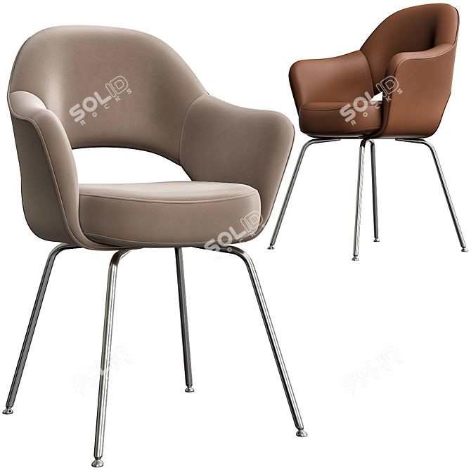 Sleek Saarinen Chair: 70s Knoll Design 3D model image 1