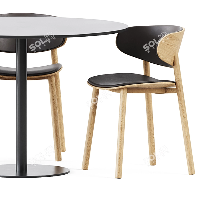 Sleek Sol D1100 Table & Font Wooden Chair 3D model image 5