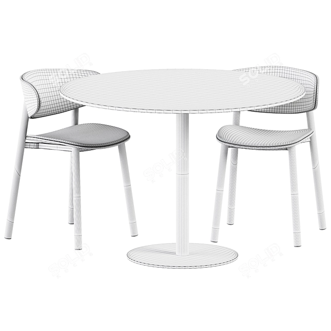 Sleek Sol D1100 Table & Font Wooden Chair 3D model image 6