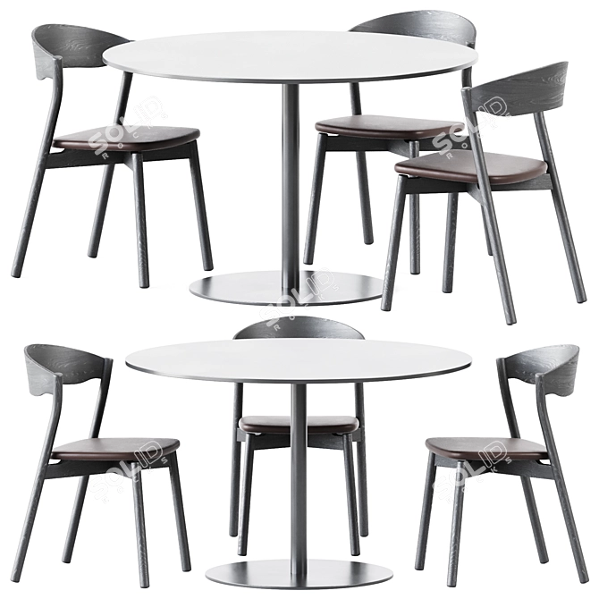 Elegant Sol D1200 Table & Tube Chair 3D model image 1