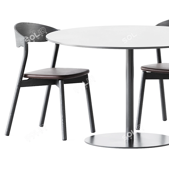 Elegant Sol D1200 Table & Tube Chair 3D model image 2