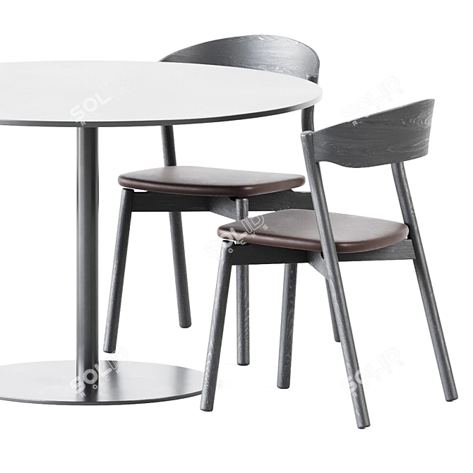 Elegant Sol D1200 Table & Tube Chair 3D model image 4