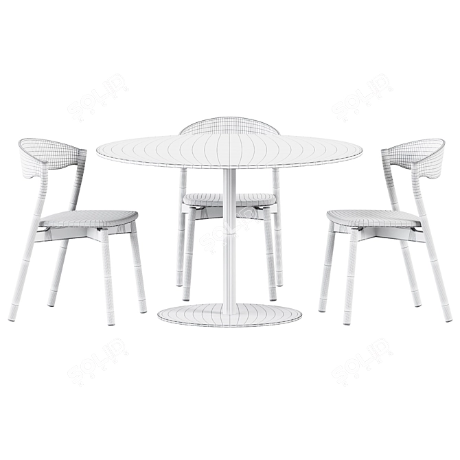 Elegant Sol D1200 Table & Tube Chair 3D model image 6