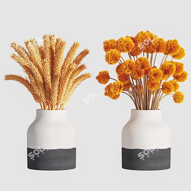 Bountiful Blooms - Plants Bouquet Vase 3D model image 1