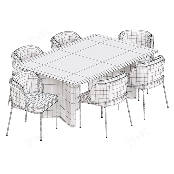 Elegant Minotti 11-Piece Glass Dining Set 3D model image 4