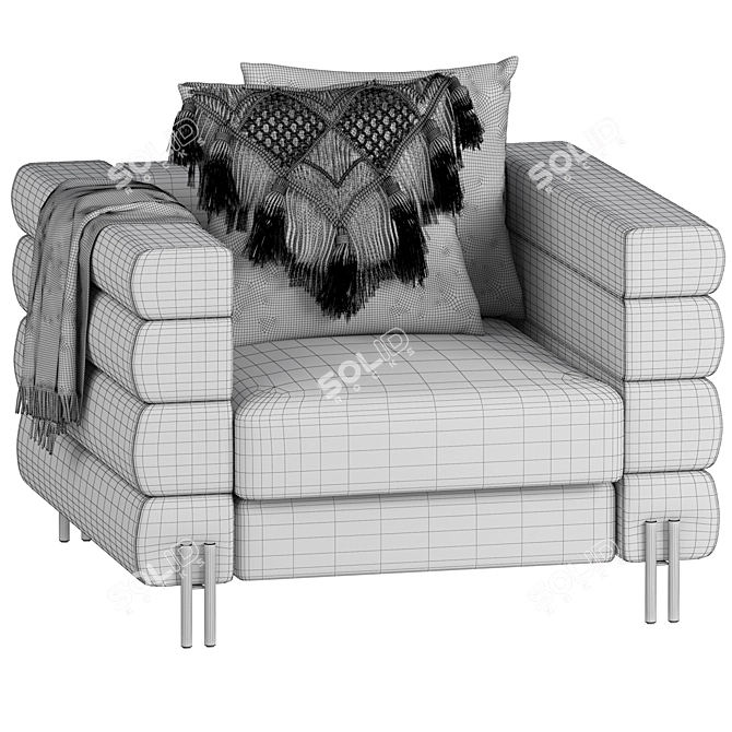 Luxury EICHHOLTZ York Boucle Armchair 3D model image 7