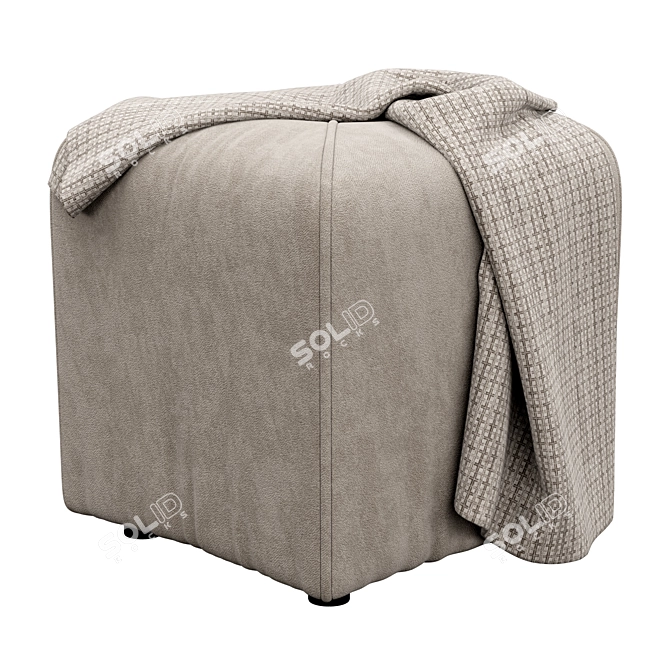 Quane Tufted Cube Ottoman: Luxe and Versatile 3D model image 1