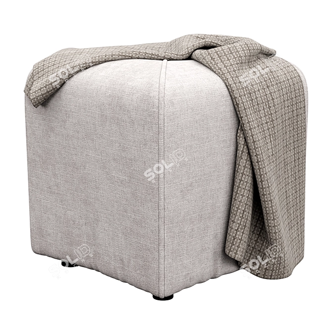 Quane Tufted Cube Ottoman: Luxe and Versatile 3D model image 2