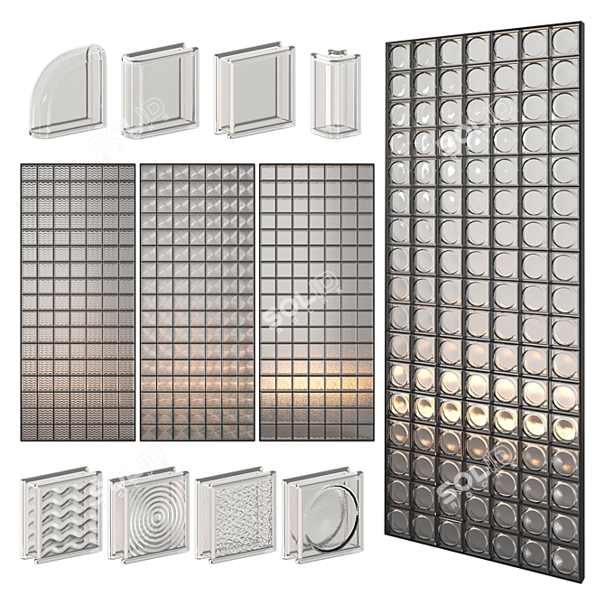 Modern Glass Partition Wall 3D model image 1