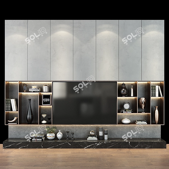 Modern TV Wall Set 216 3D model image 1